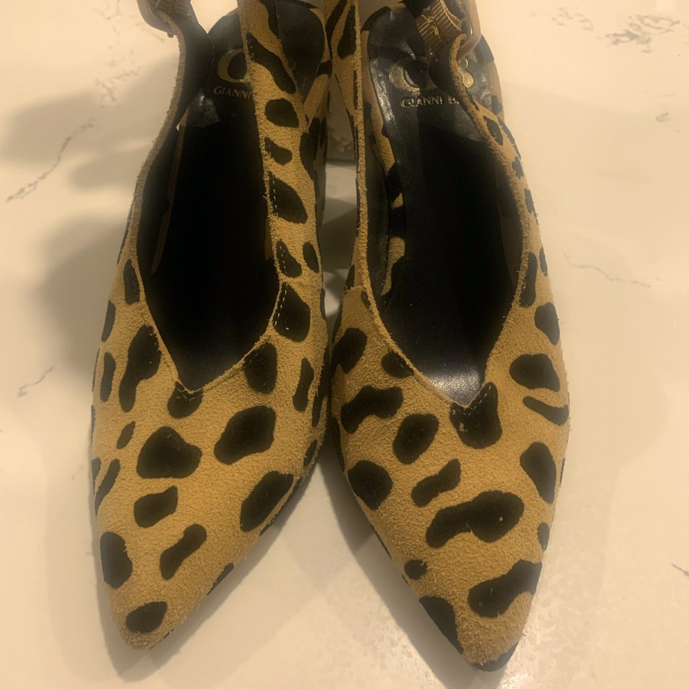 Gianni Bini Leopard Print Block Slingback Heels